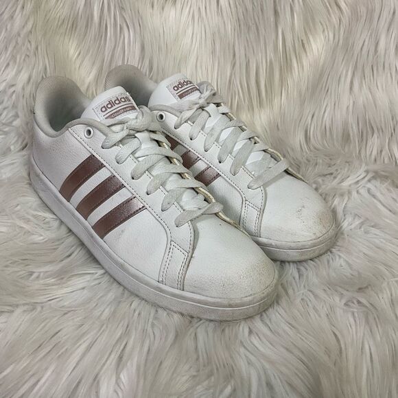 Adidas Cloudfoam Advantage Stripe White Lace-Up Sneakers 9.5 - Picture 6 of 10